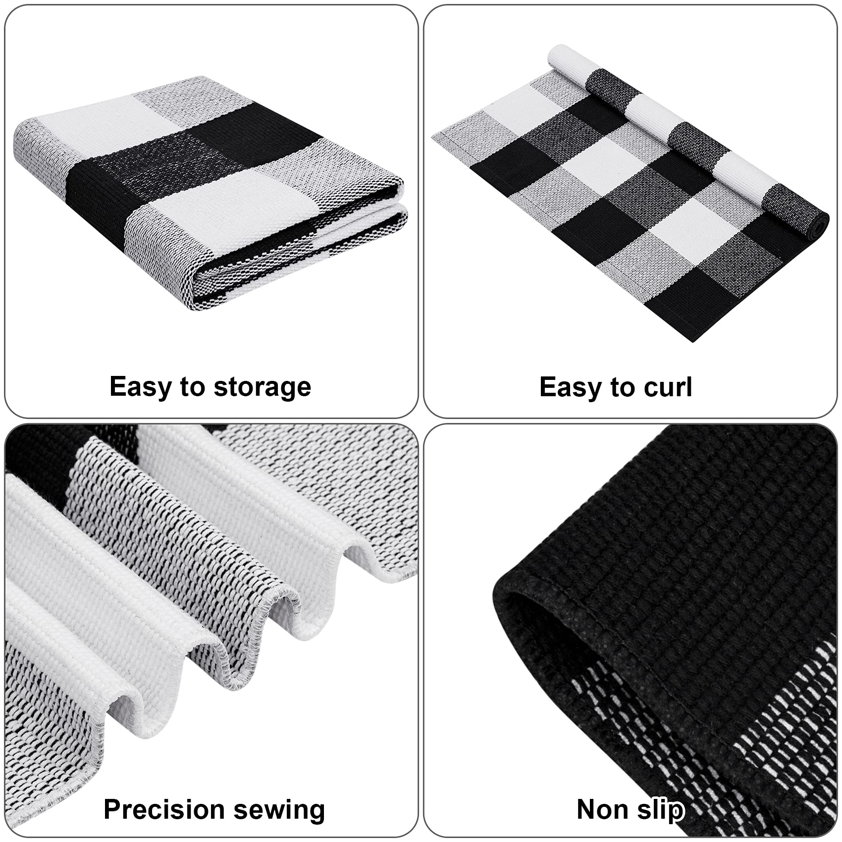 Ouddy Mode Buffalo Plaid Fall Door Mat on a kitchen floor