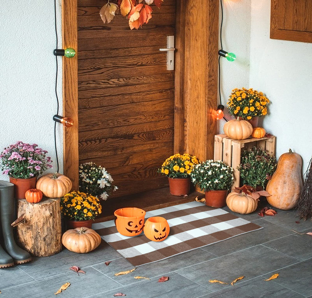 Ouddy Mode Fall Door Mat rolled up showing its portability and storage capability