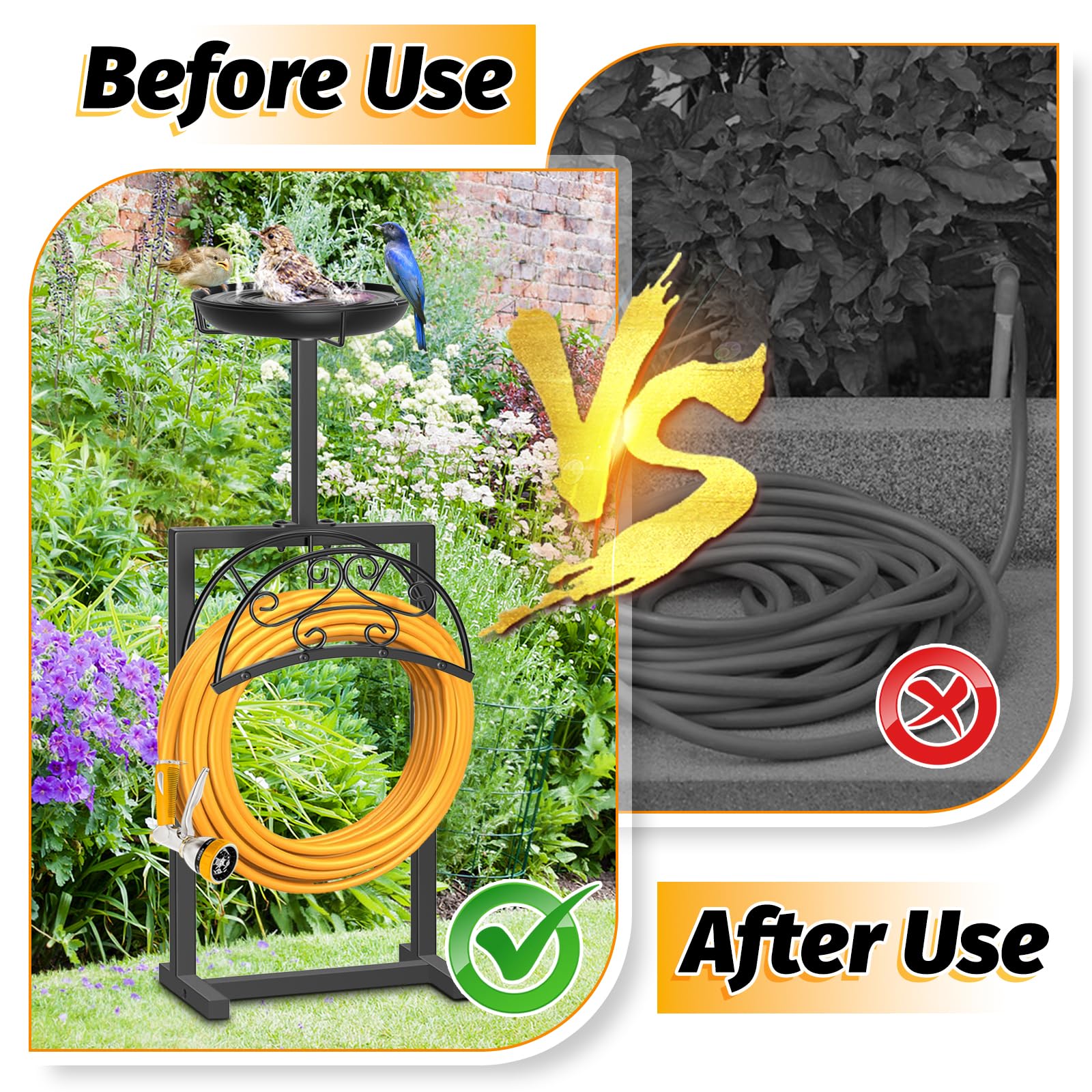 Ouinis Garden Hose Holder with 150ft hose attached