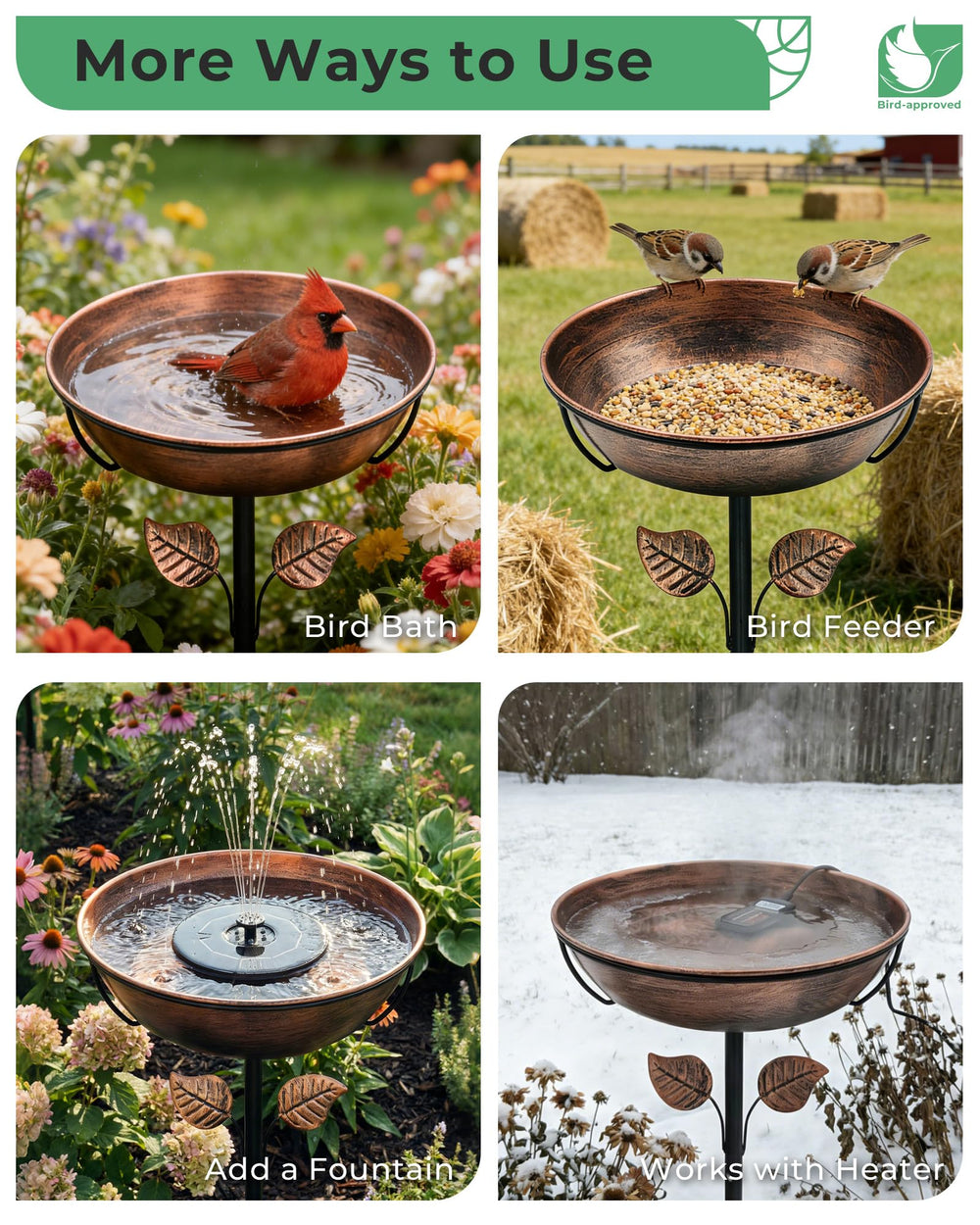 OUISJYER bird bath bowl filled with water
