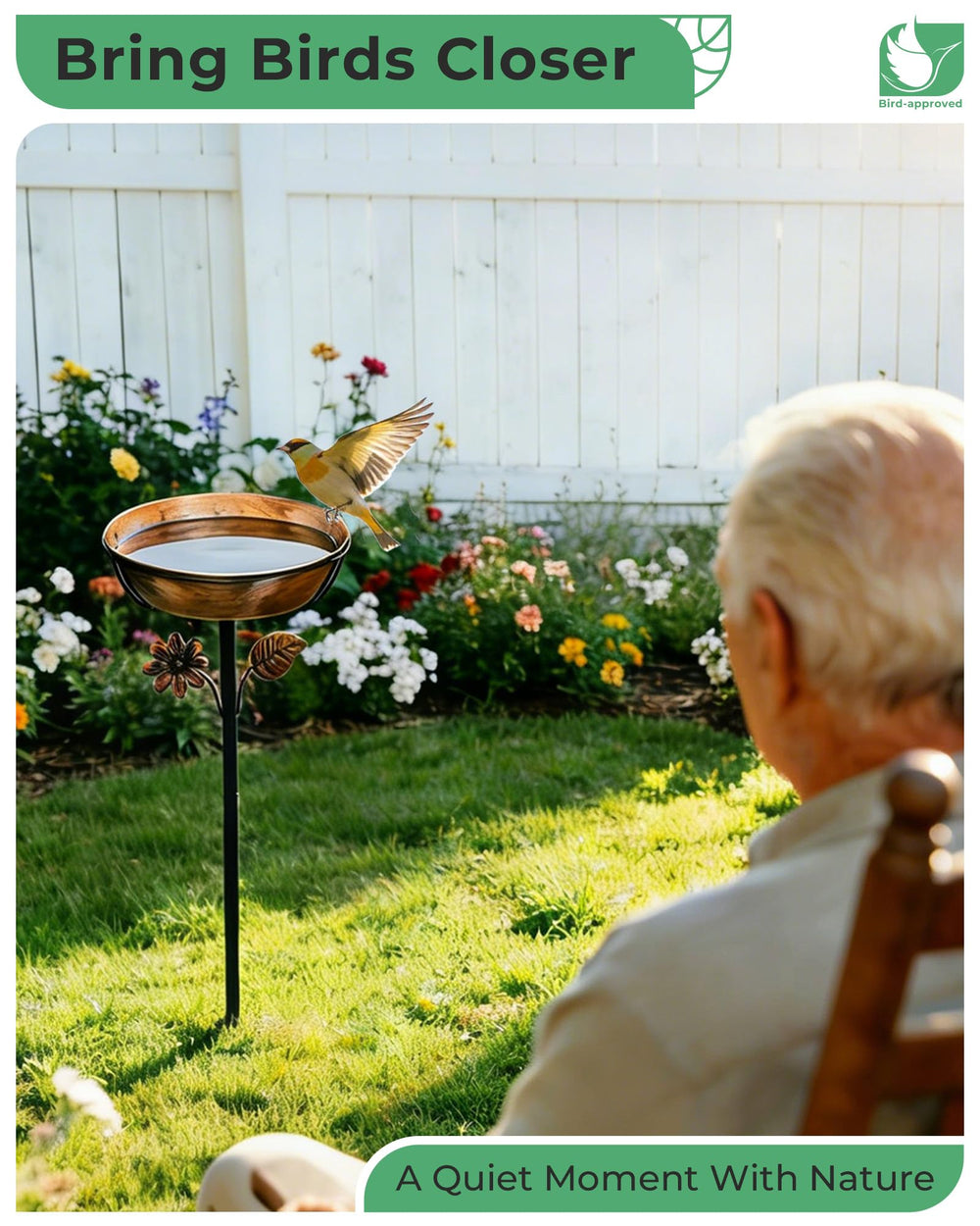 OUISJYER Bird Bath in use with birds drinking