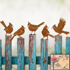 OULYDEKO 5PCS rusty birds garden decoration set front view
