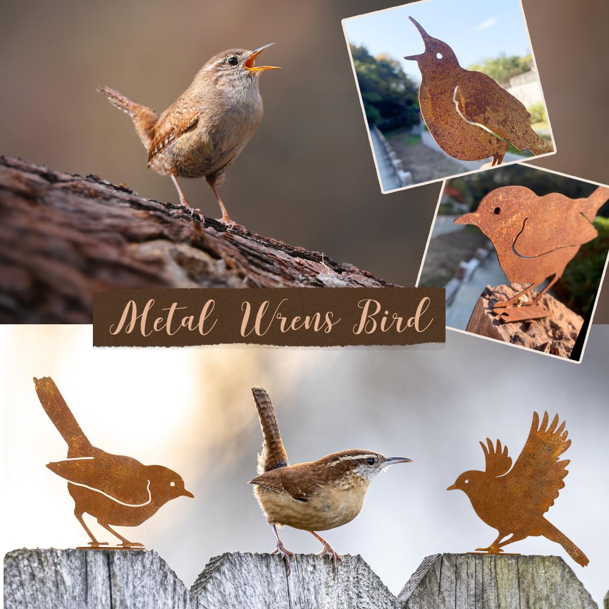 OULYDEKO metal birds set with mounting hardware
