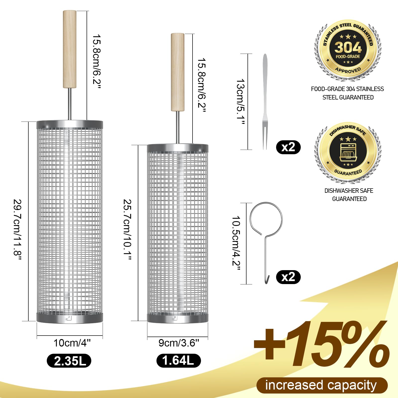 Oungelark Grill Basket showing Lock-Tight Rolling System