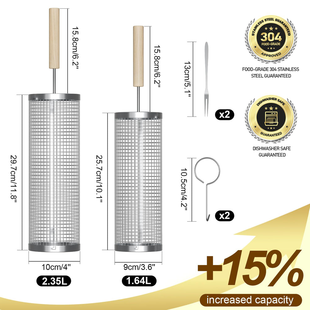 Oungelark Grill Basket showing Lock-Tight Rolling System