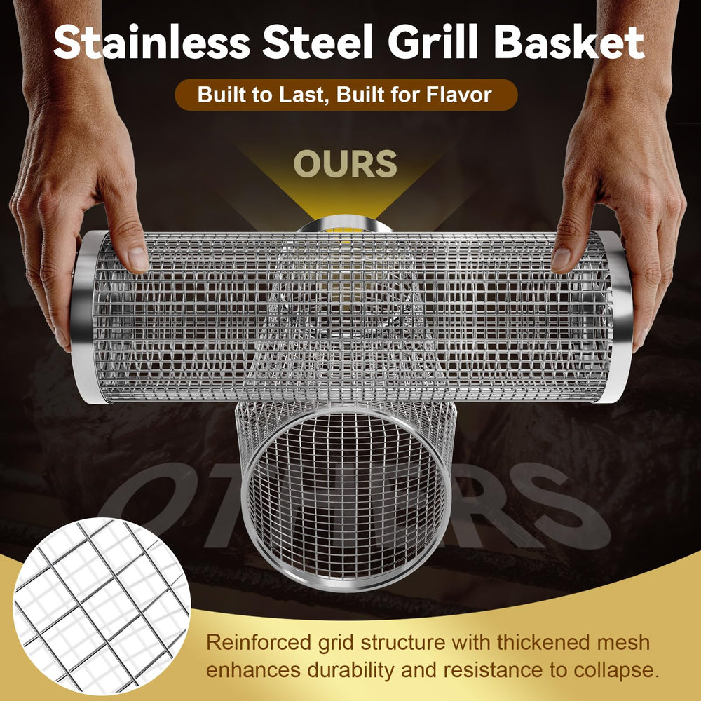Oungelark Grill Basket top-down view with vegetables