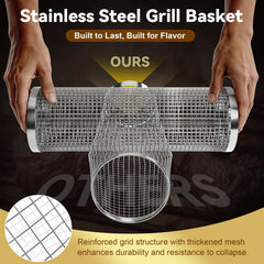 Oungelark Grill Basket top-down view with vegetables