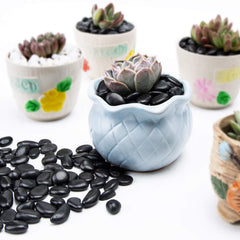 OUPENG black pebbles arranged in a decorative vase