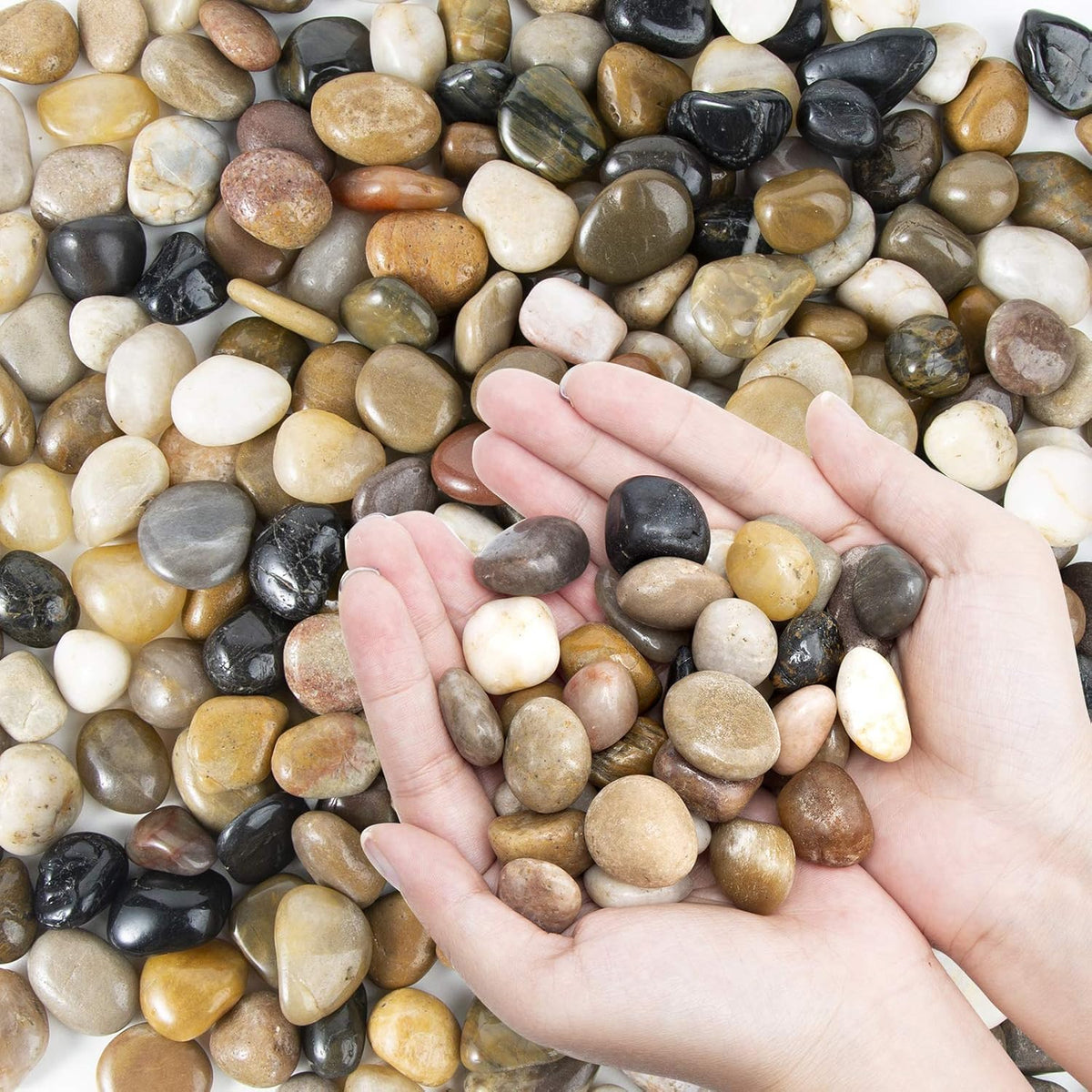 OUPENG Pebbles Polished Gravel mixed colour stones front view