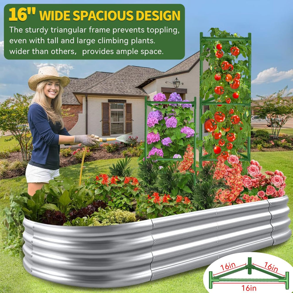 OUREST Large Tomato Cage set in a raised garden bed