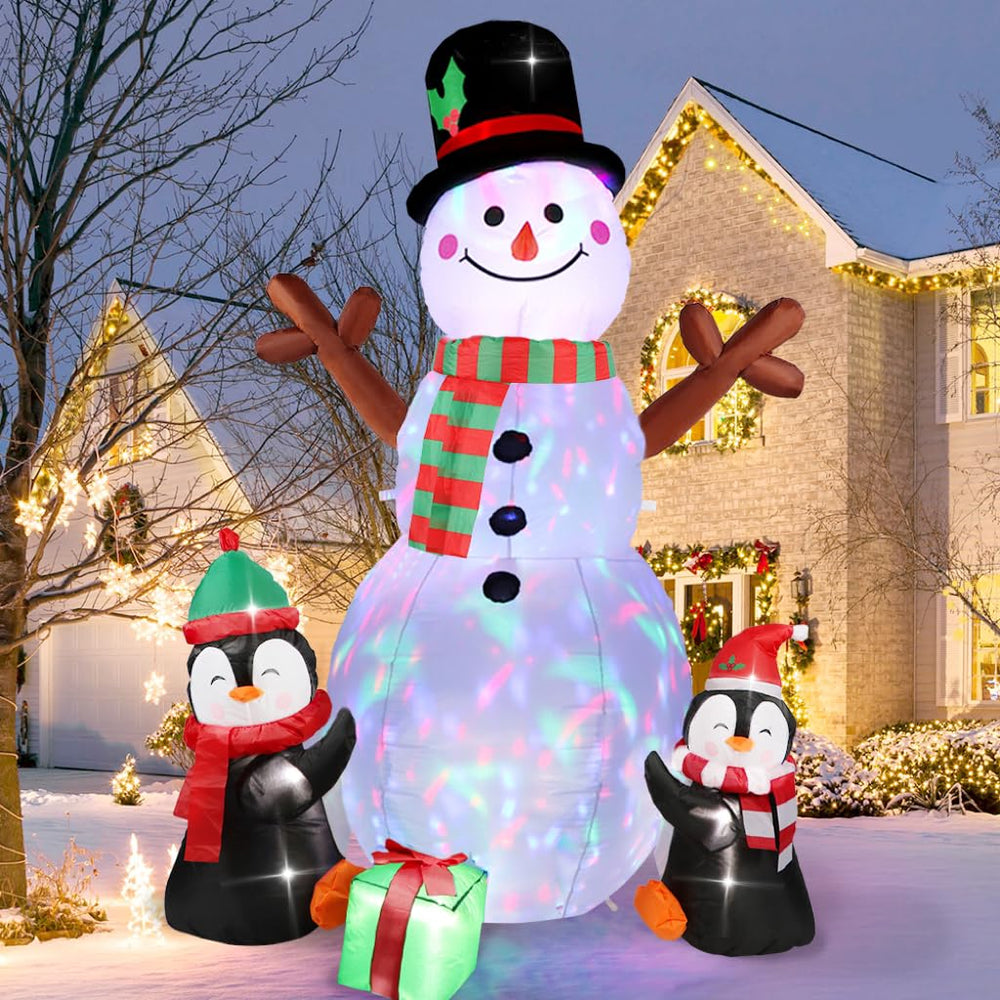 OurWarm 6FT Snowman inflatable decoration with penguins
