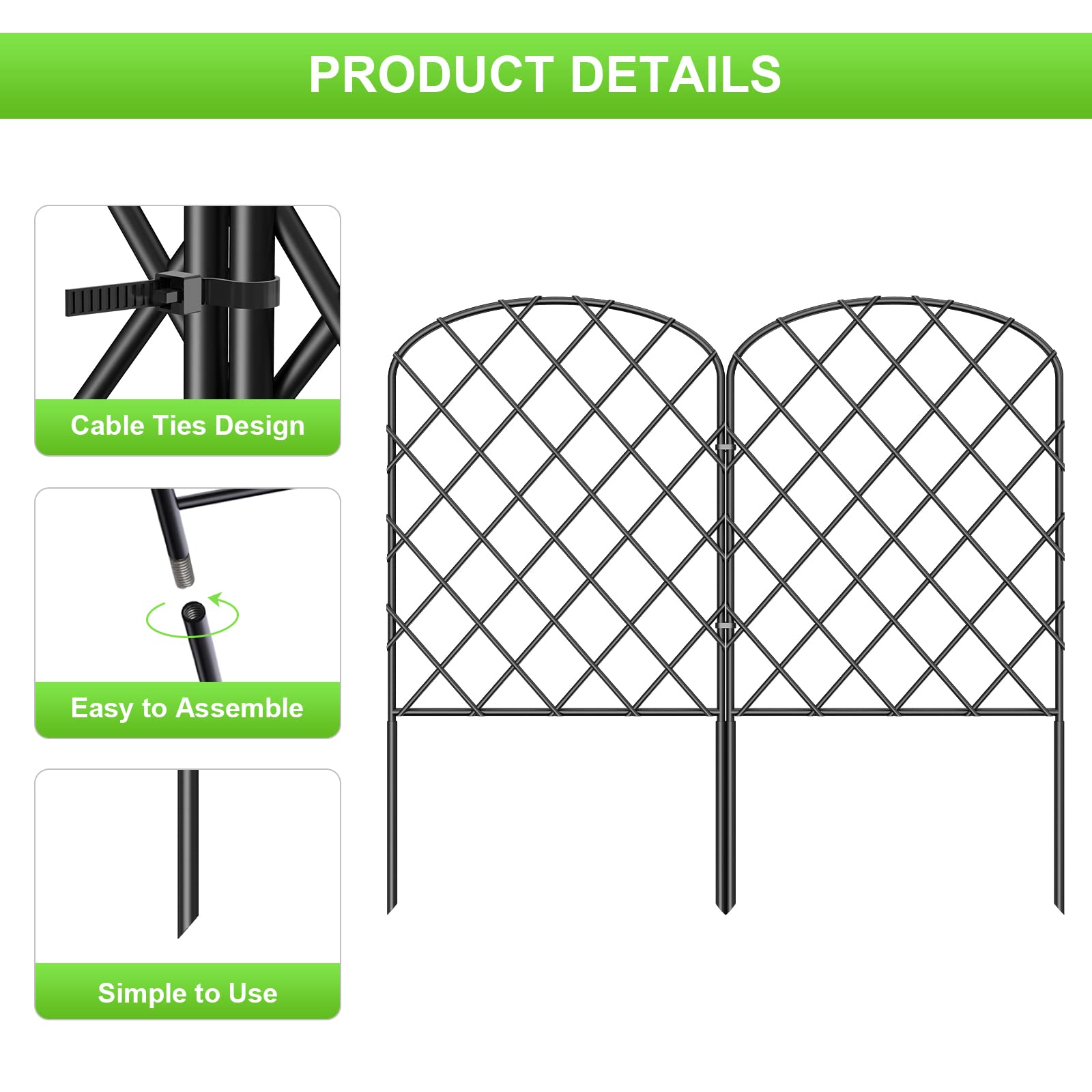 OUSHENG 10ft long garden fence installed in a garden