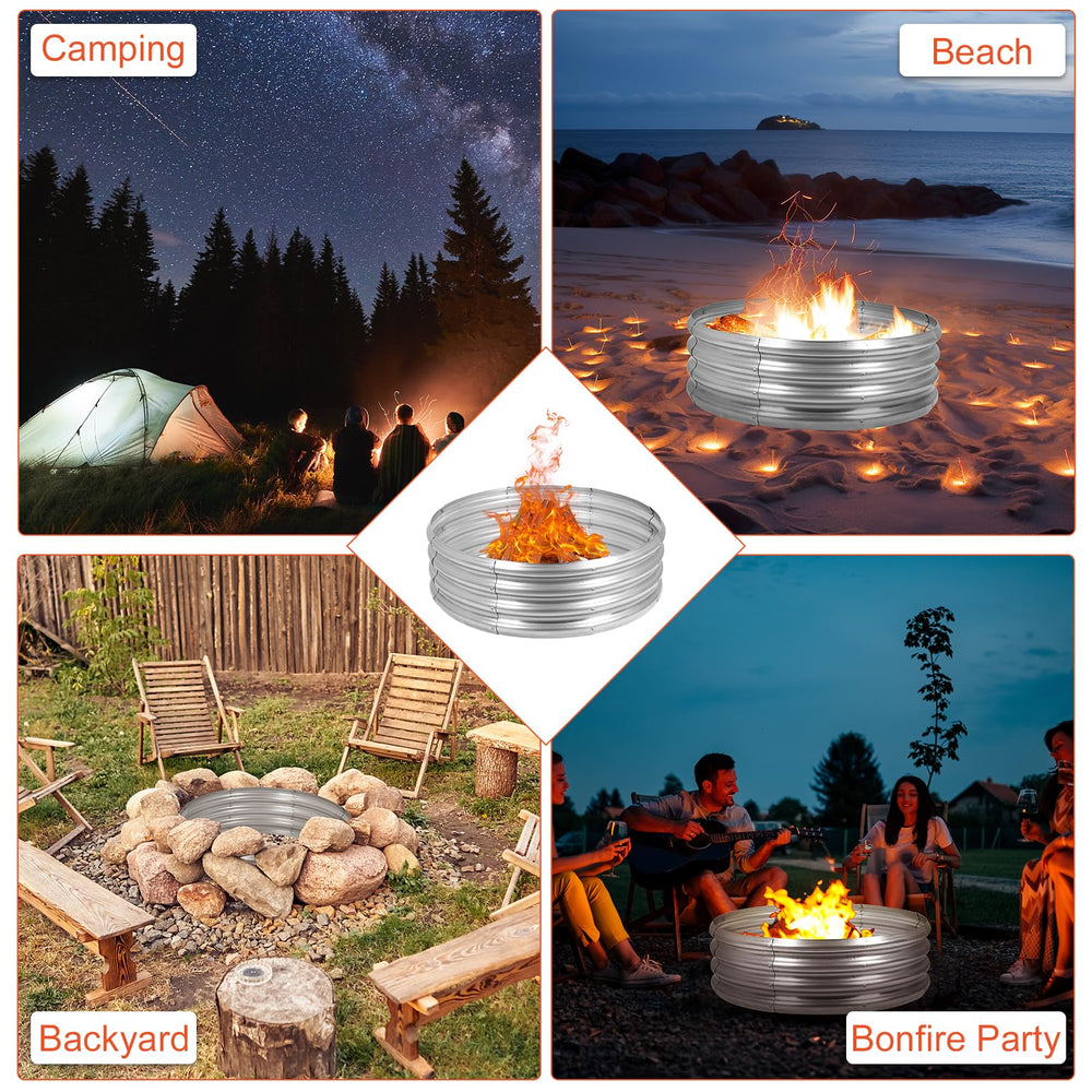 OUSHENG fire pit ring set up in backyard
