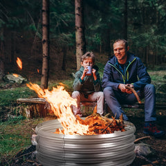 OUSHENG fire pit ring with wood inside