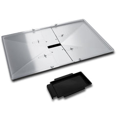 Outdoor Bazaar adjustable grease tray front view with dimensions 27 to 30 inches