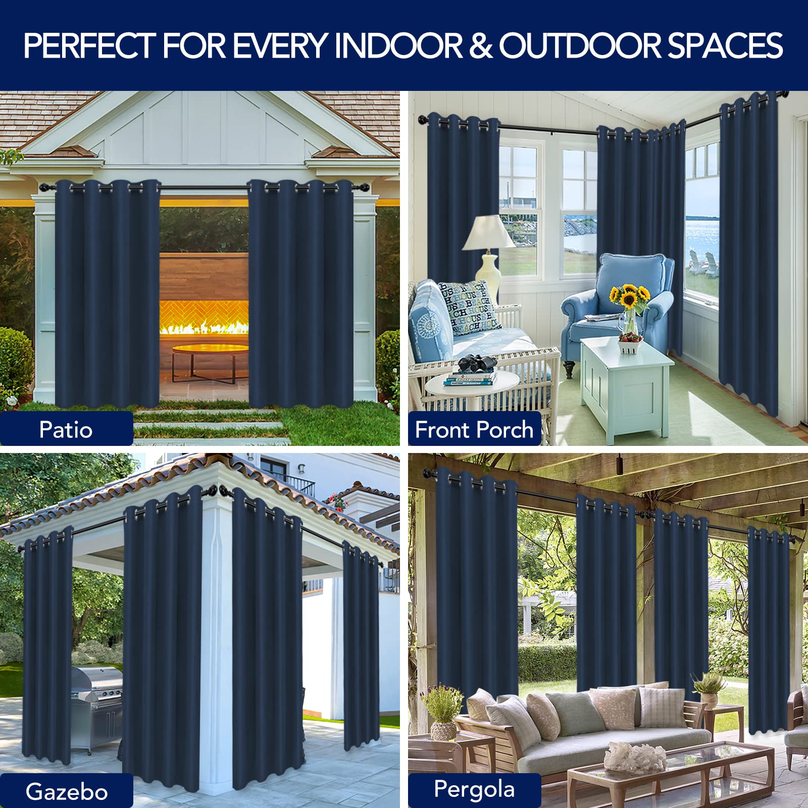 Outdoor curtains protecting furniture from rain
