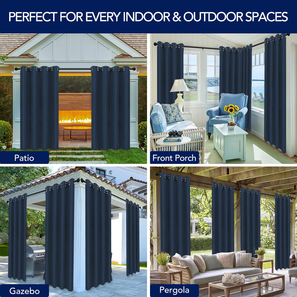 Outdoor curtains protecting furniture from rain
