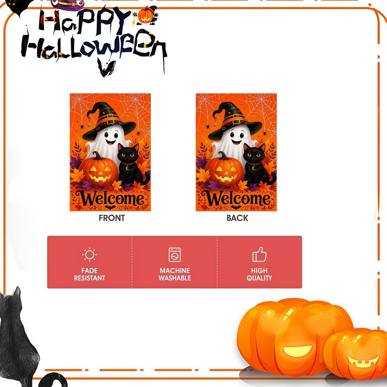 Outdoor display of CSZPPQAF Halloween Garden Flag in a garden