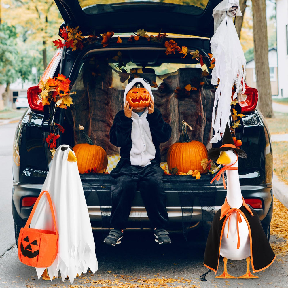 Outdoor display of Silicherry Halloween Goose Outfit on lawn