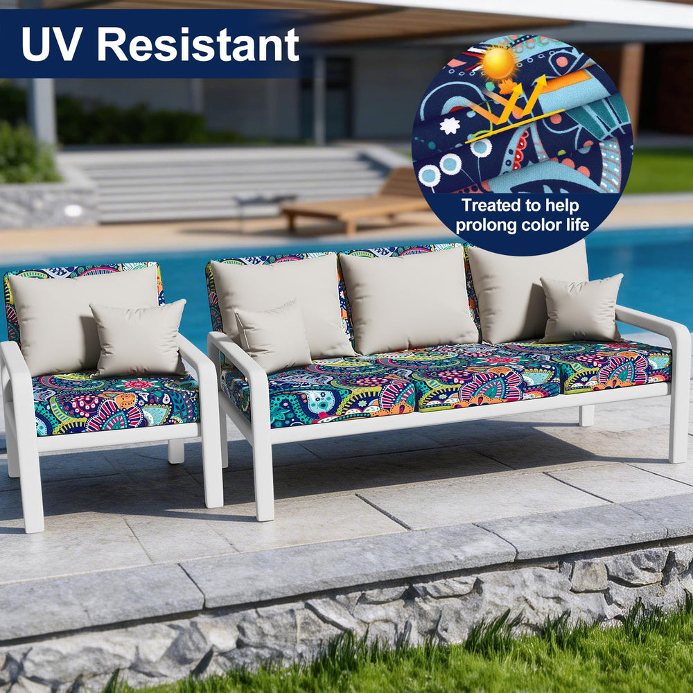 Outdoor furniture with Smiry waterproof cushion covers