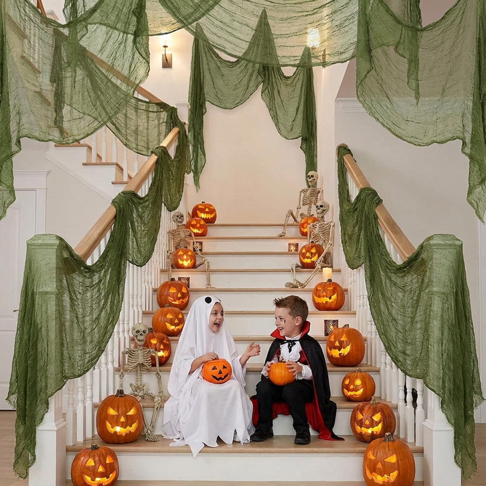 Outdoor Halloween setup with Watayo creepy cloth and props