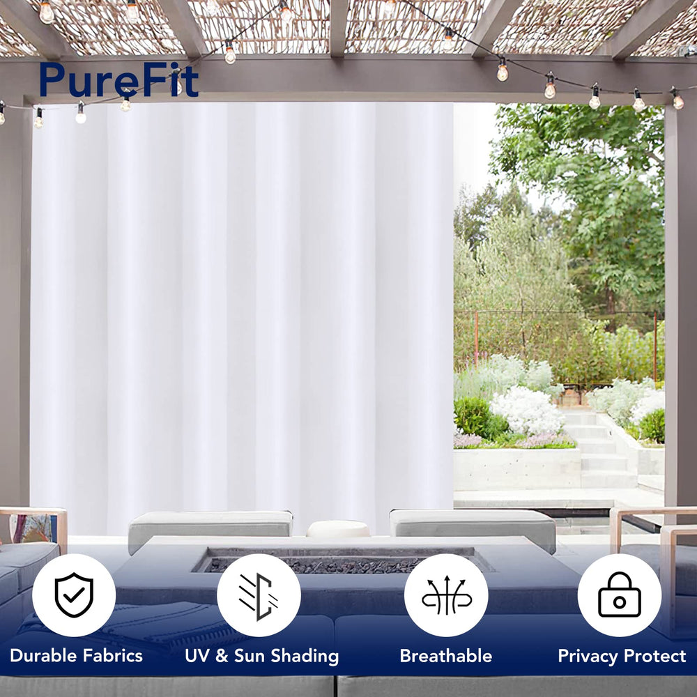 Outdoor patio setup with PureFit curtains installed