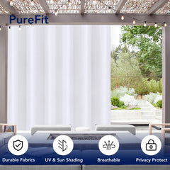 Outdoor patio setup with PureFit curtains installed