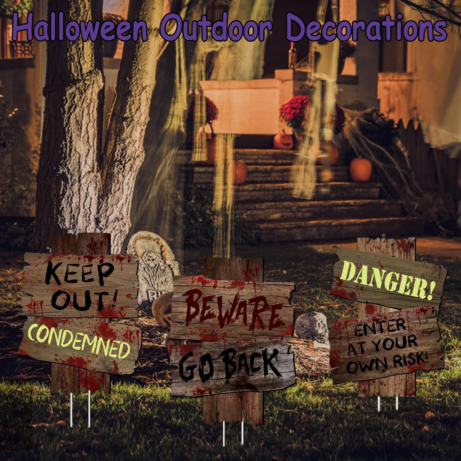 Outdoor scene featuring GXGGUS Halloween Decorations in a spooky setup