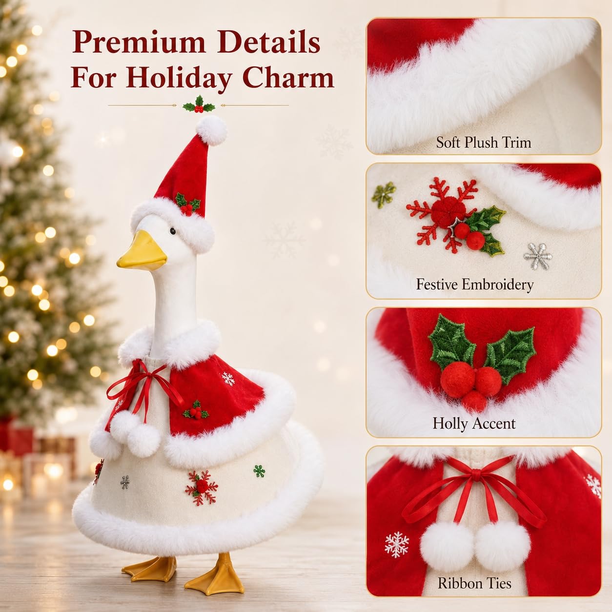 Outdoor scene with the Christmas goose decoration