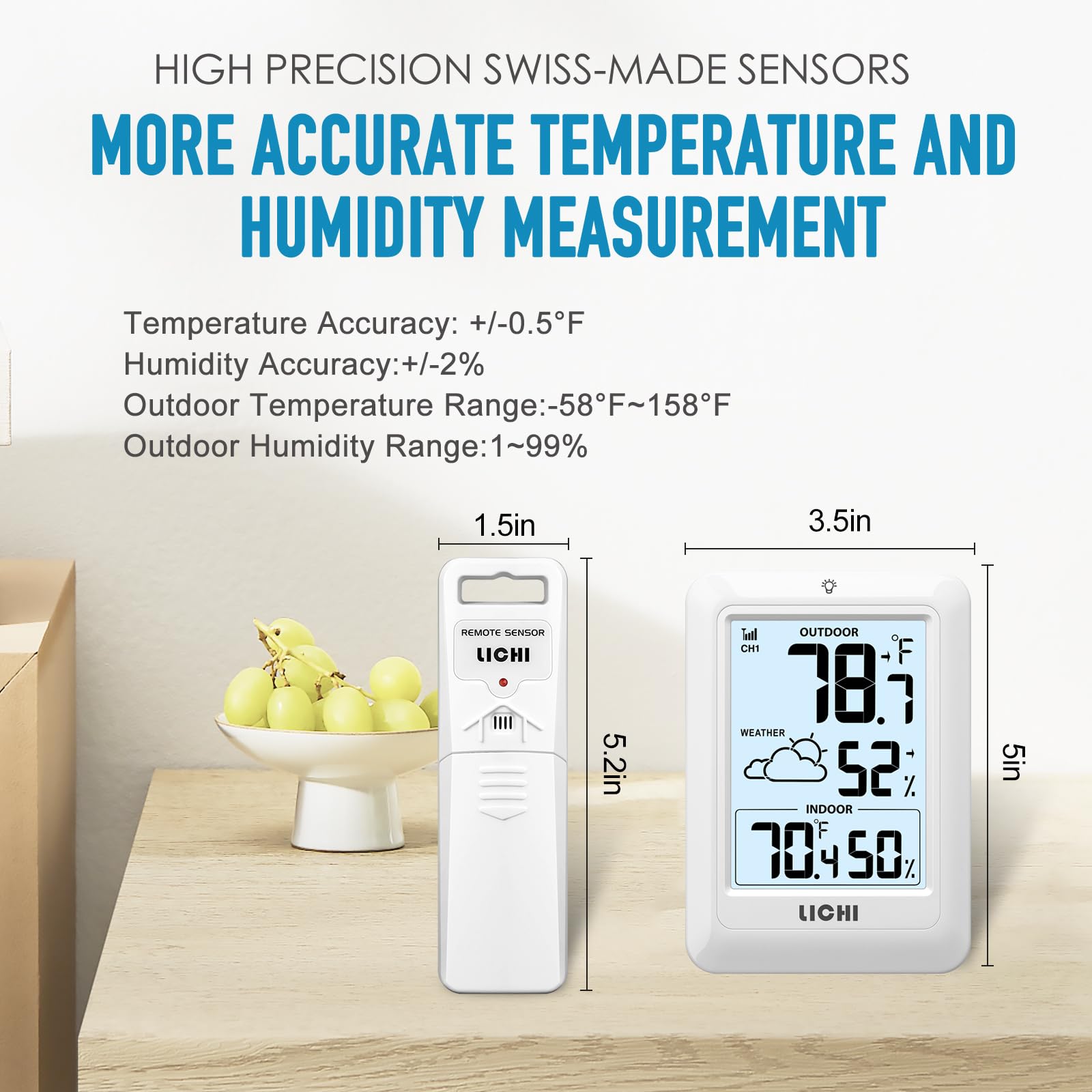 Outdoor sensor for LICHI Indoor Outdoor Thermometer