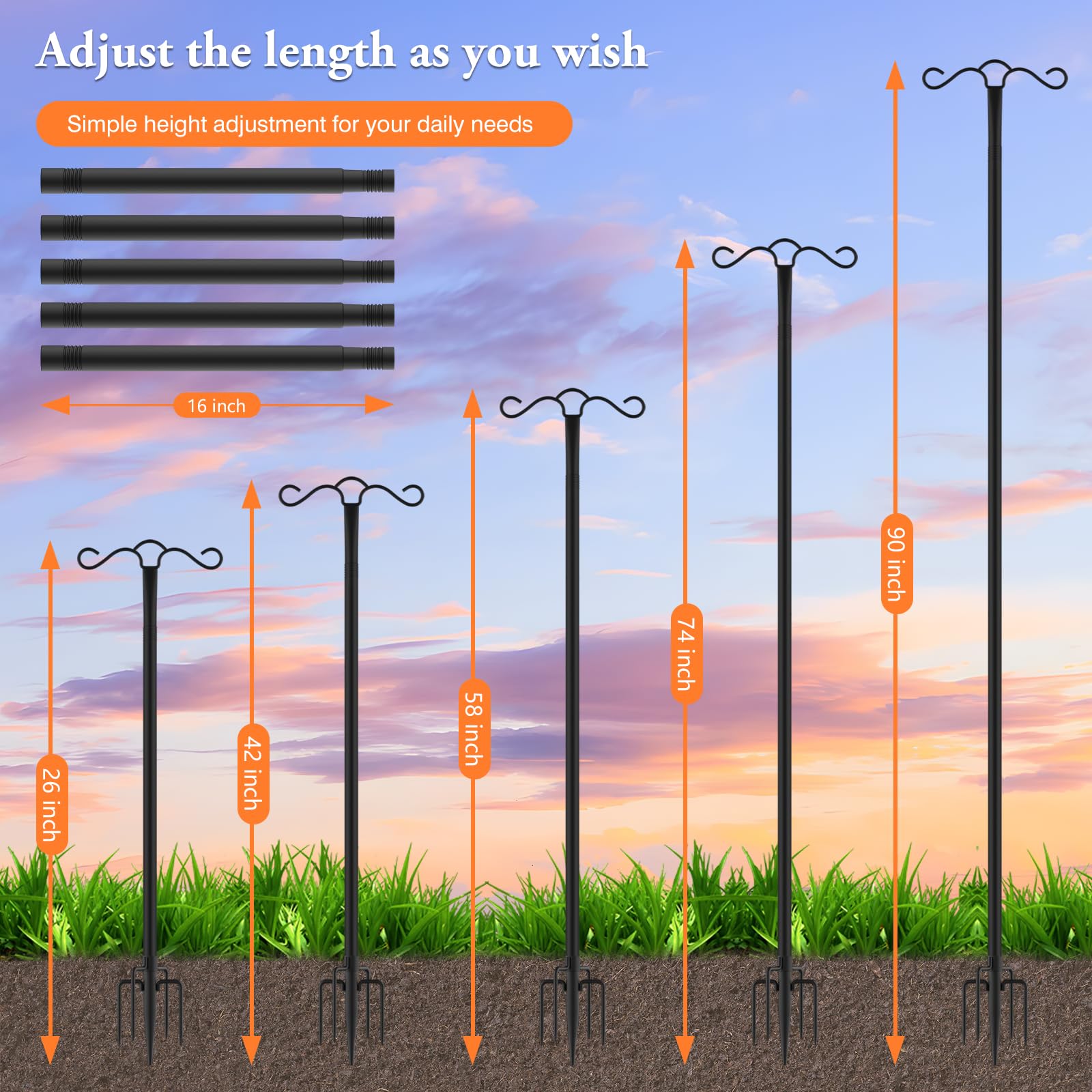 Outdoor setting featuring SINLEY Shepherds Hook with lanterns