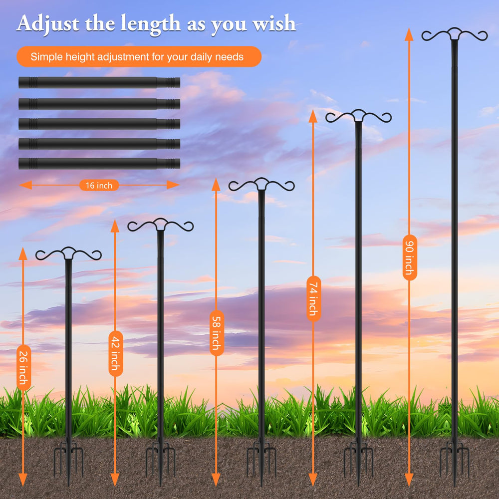 Outdoor setting featuring SINLEY Shepherds Hook with lanterns
