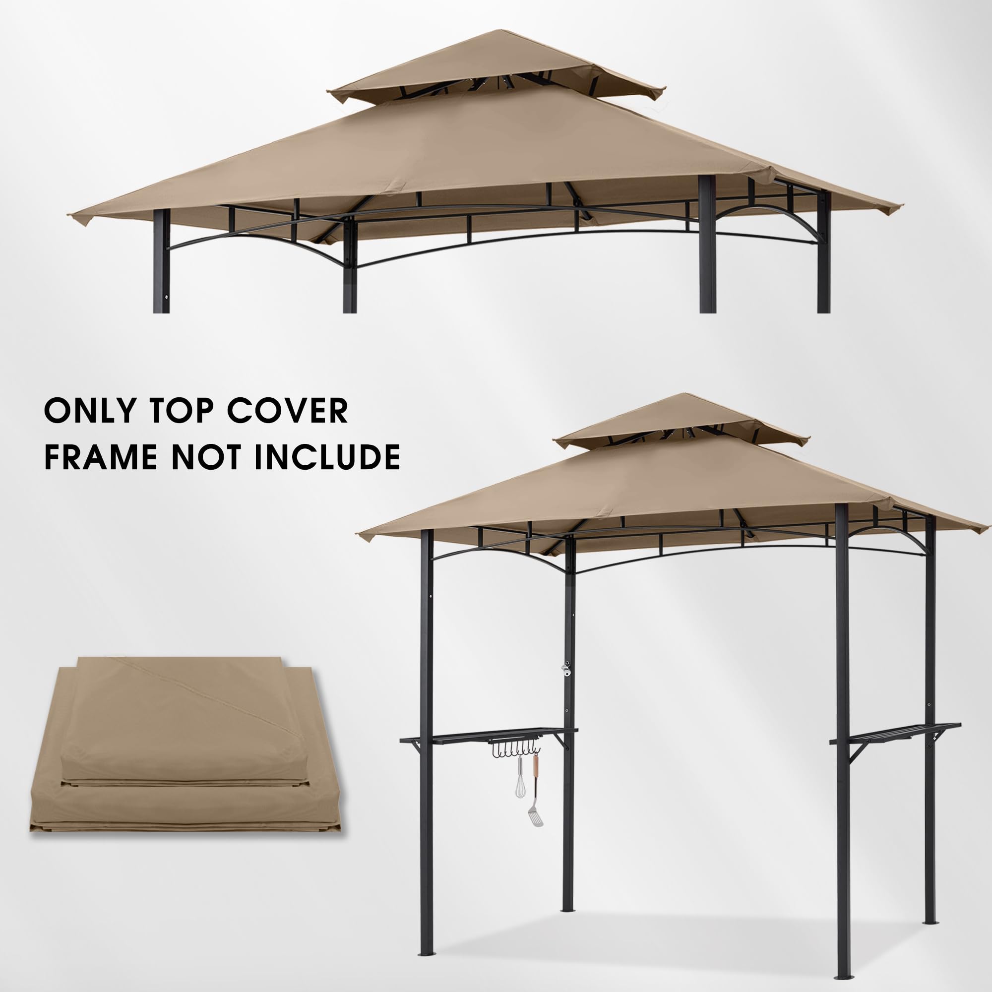 Outdoor setting with MASTERCANOPY replacement canopy on grill gazebo