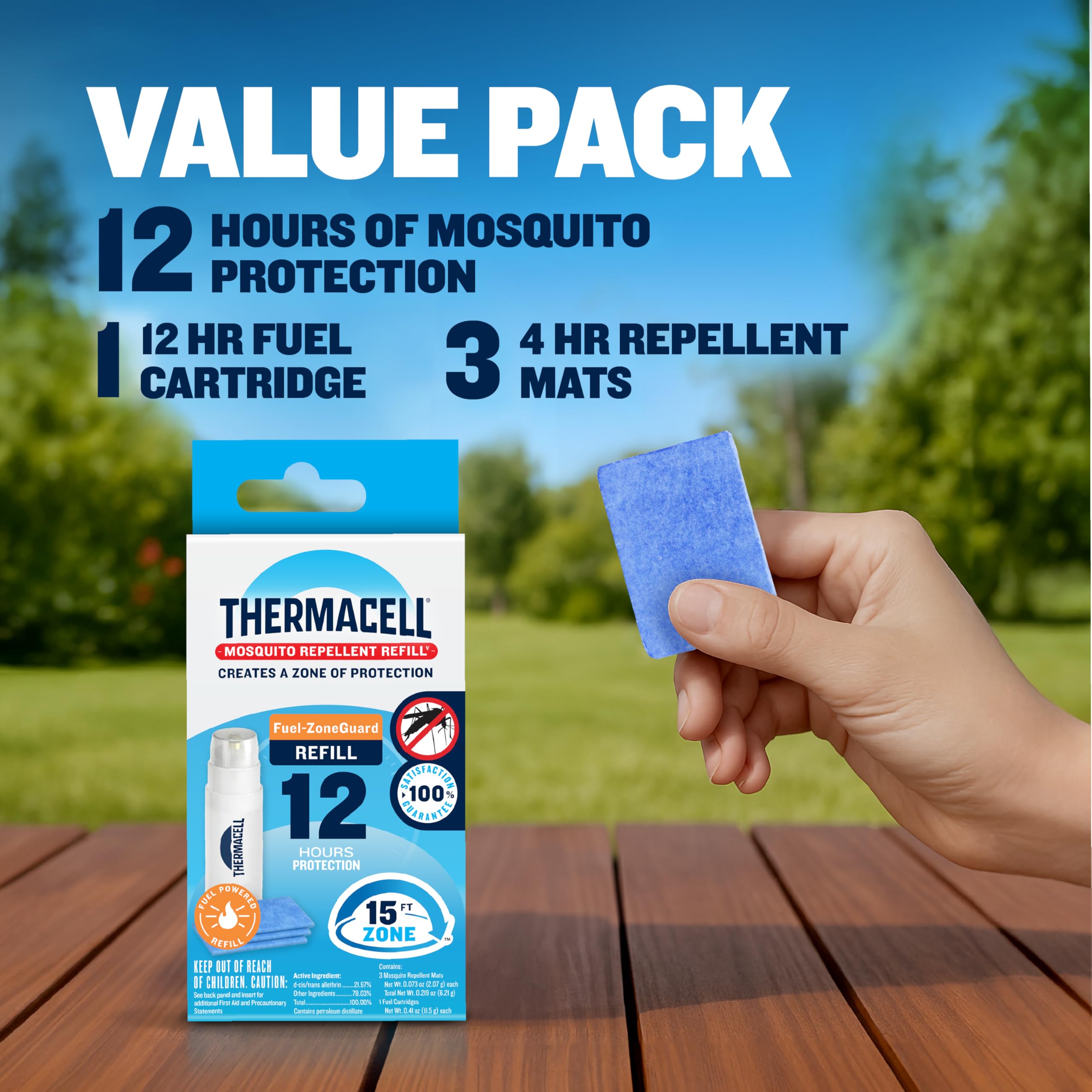 Outdoor setting with Thermacell repellent in use