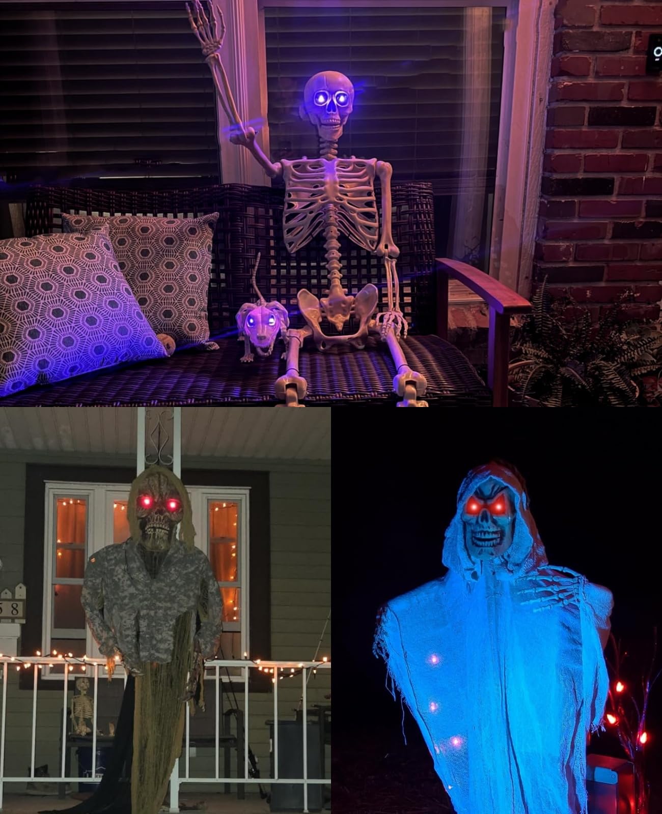 Outdoor setup with Makevivi glowing eyes at night
