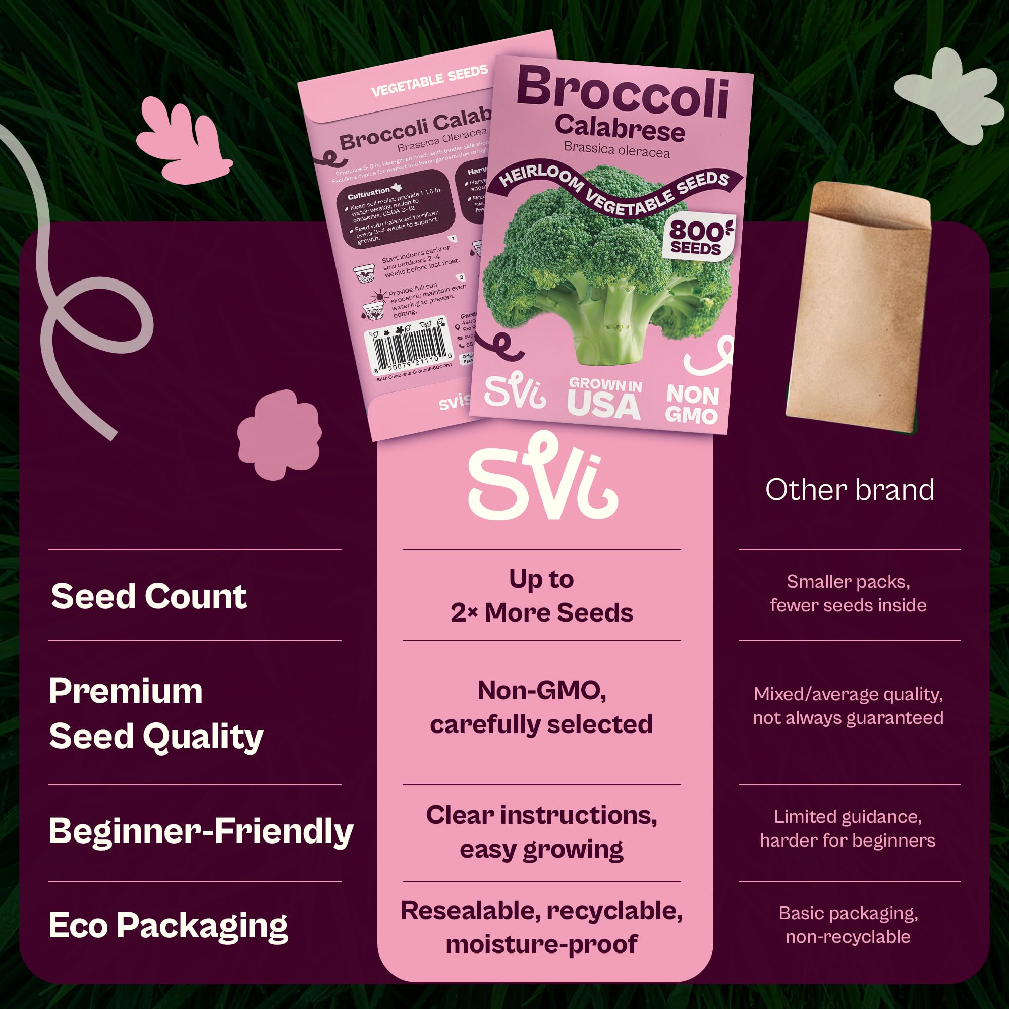 Outdoor vegetable garden with broccoli plants