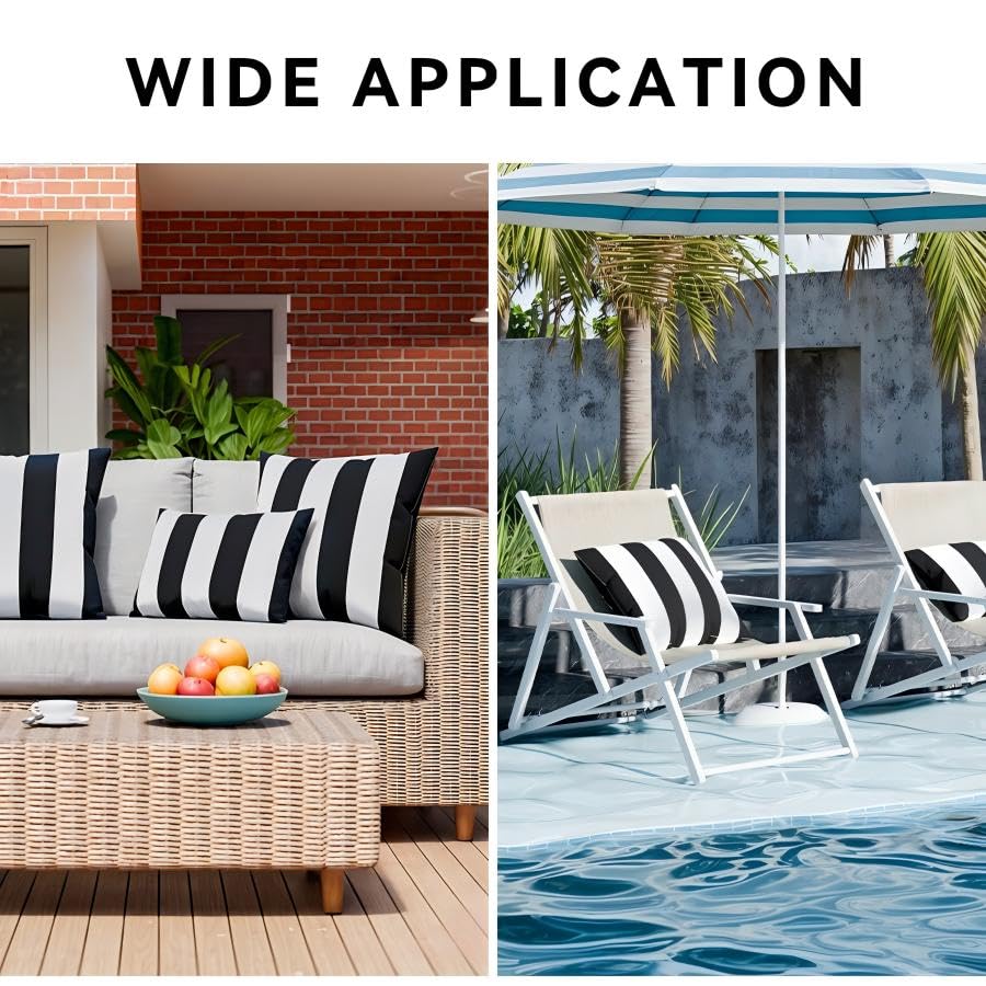 Outdoor Waterproof Striped Pillow Cover showing PU coating