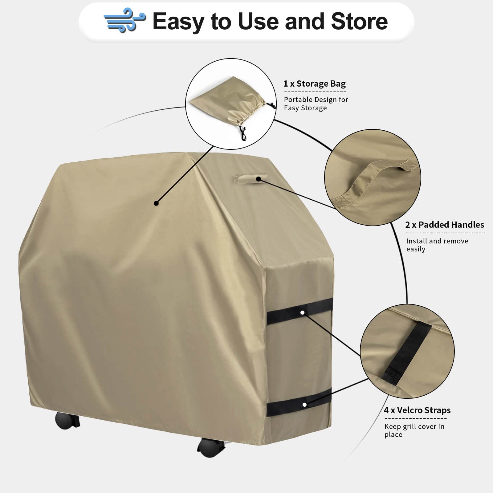 OutdoorLines BBQ Grill Cover camel model in use on grill
