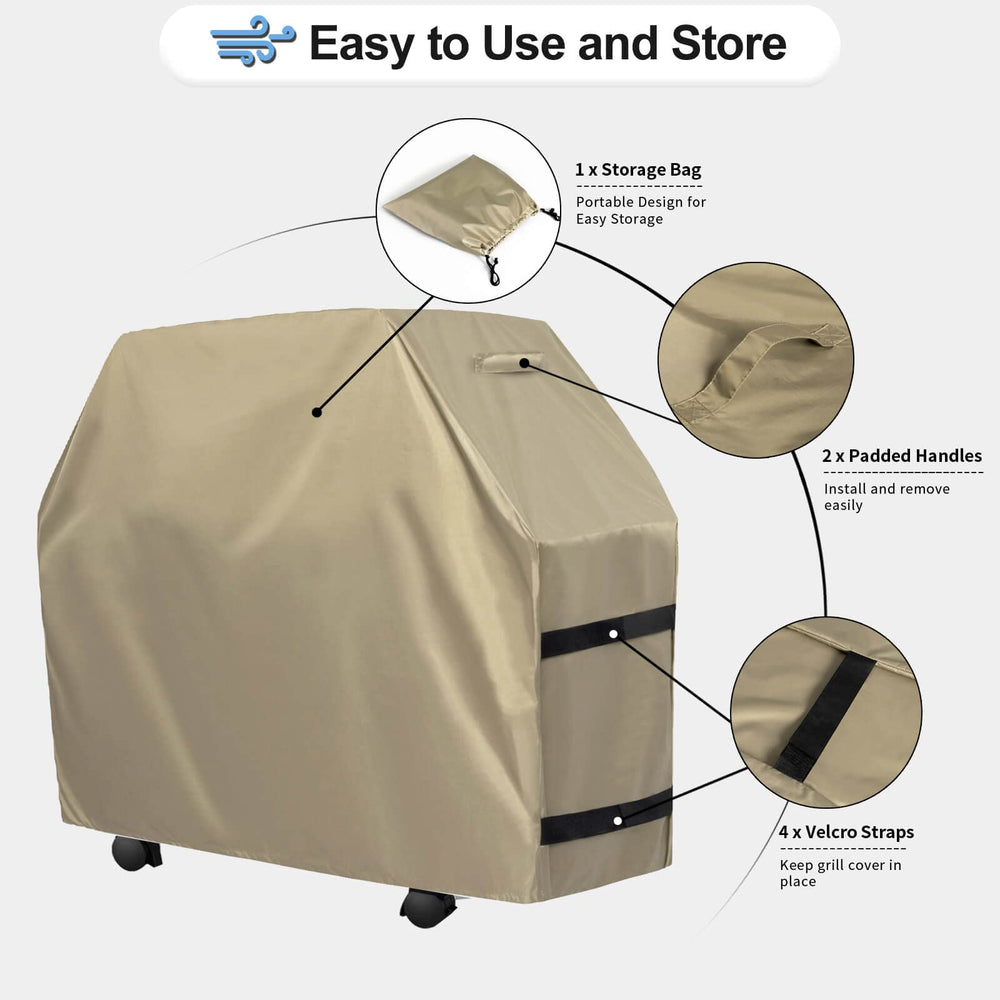 OutdoorLines BBQ Grill Cover camel model in use on grill