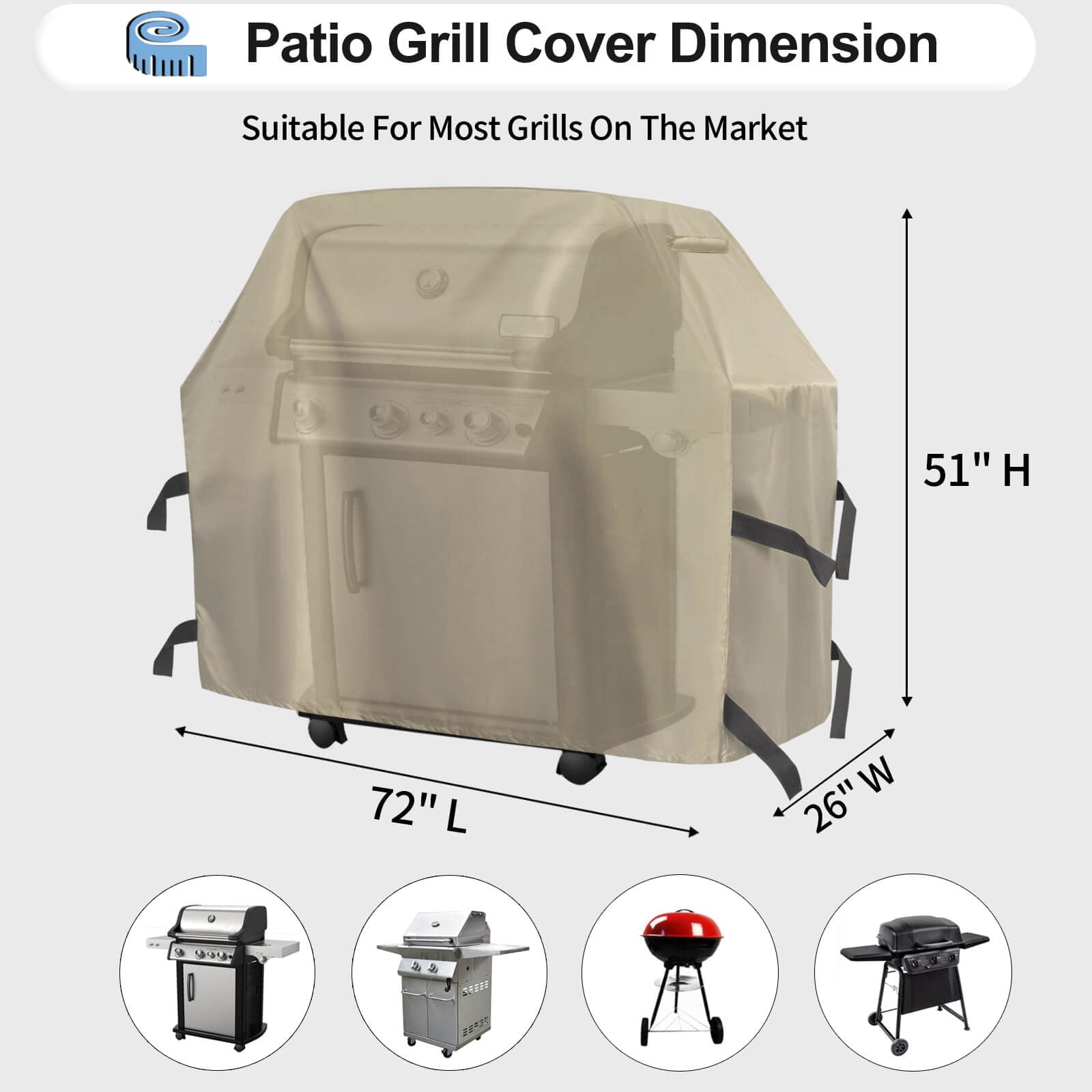 OutdoorLines BBQ Grill Cover camel model side view