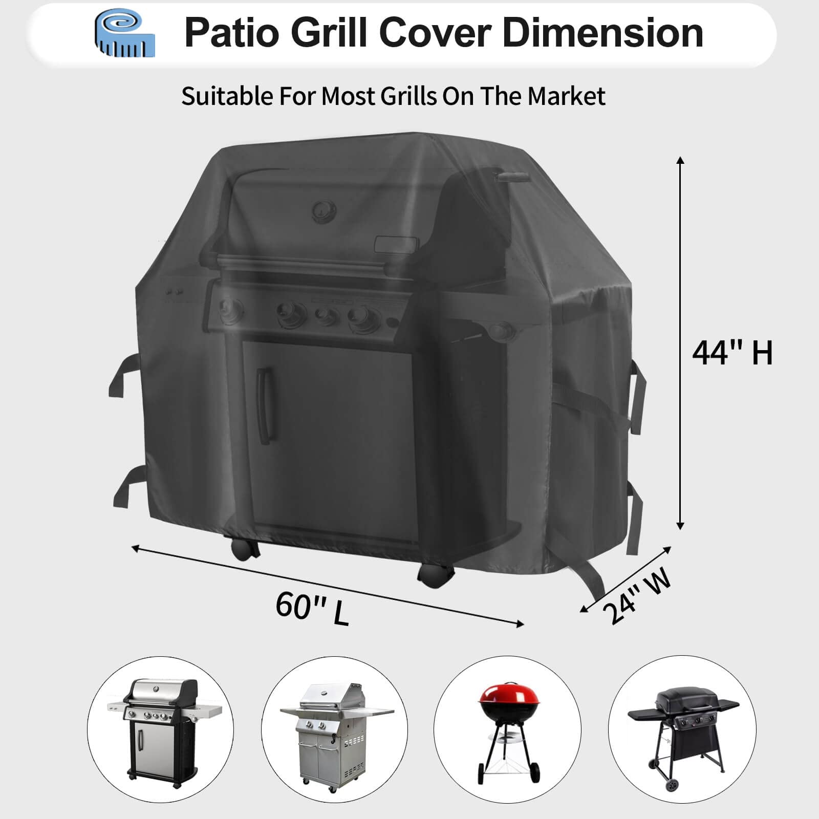 OutdoorLines BBQ Grill Cover side view with padded handles
