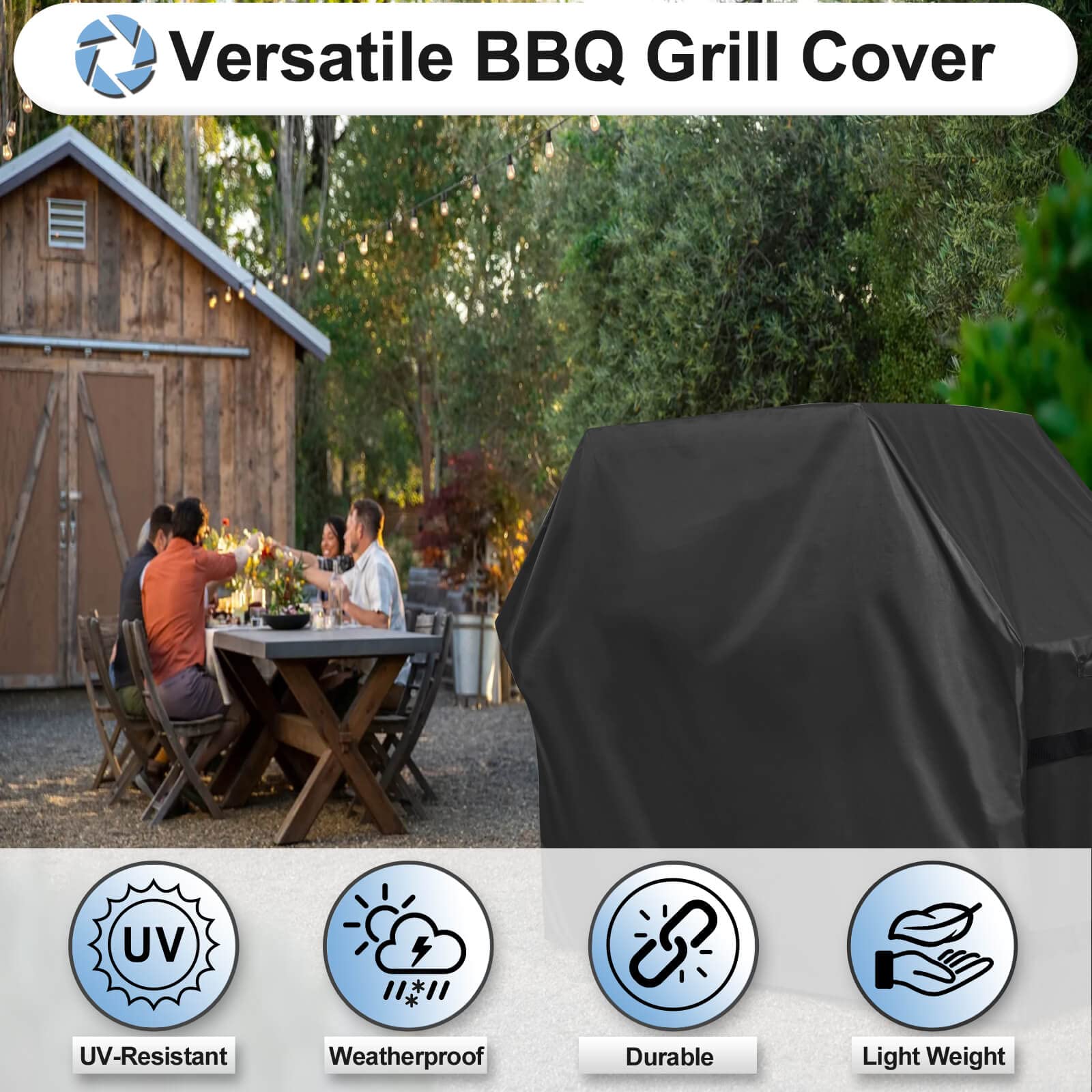 OutdoorLines BBQ Grill Cover with adjustable velcro straps