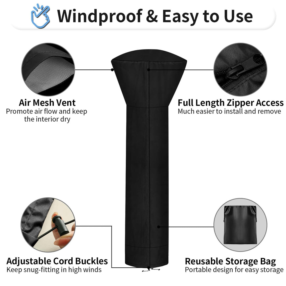 OutdoorLines Patio Heater Cover showcasing air mesh vents