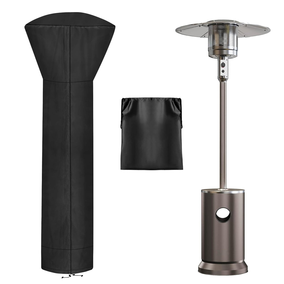 OutdoorLines Waterproof Patio Heater Cover black round model front view