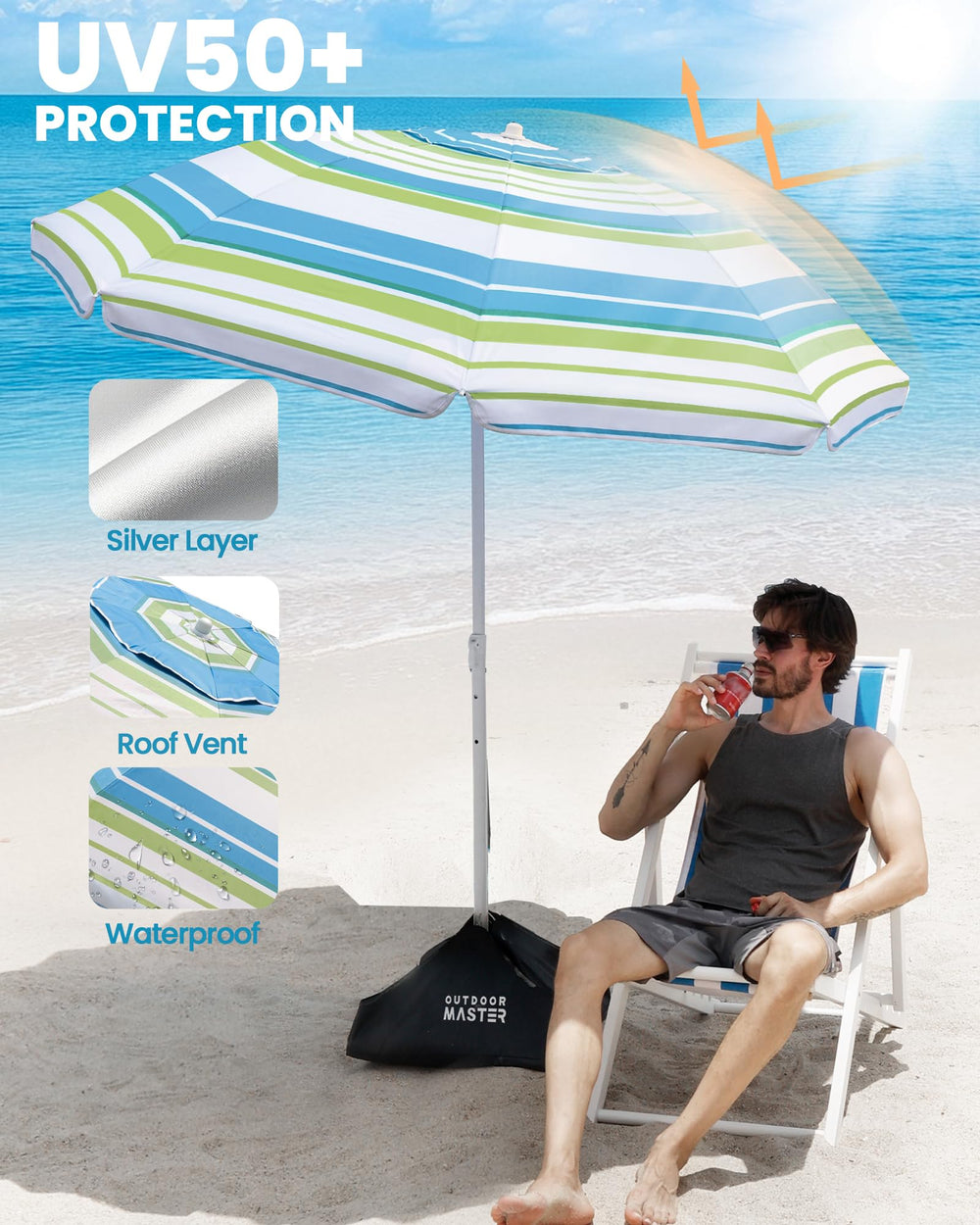OutdoorMaster beach umbrella carry bag with handle