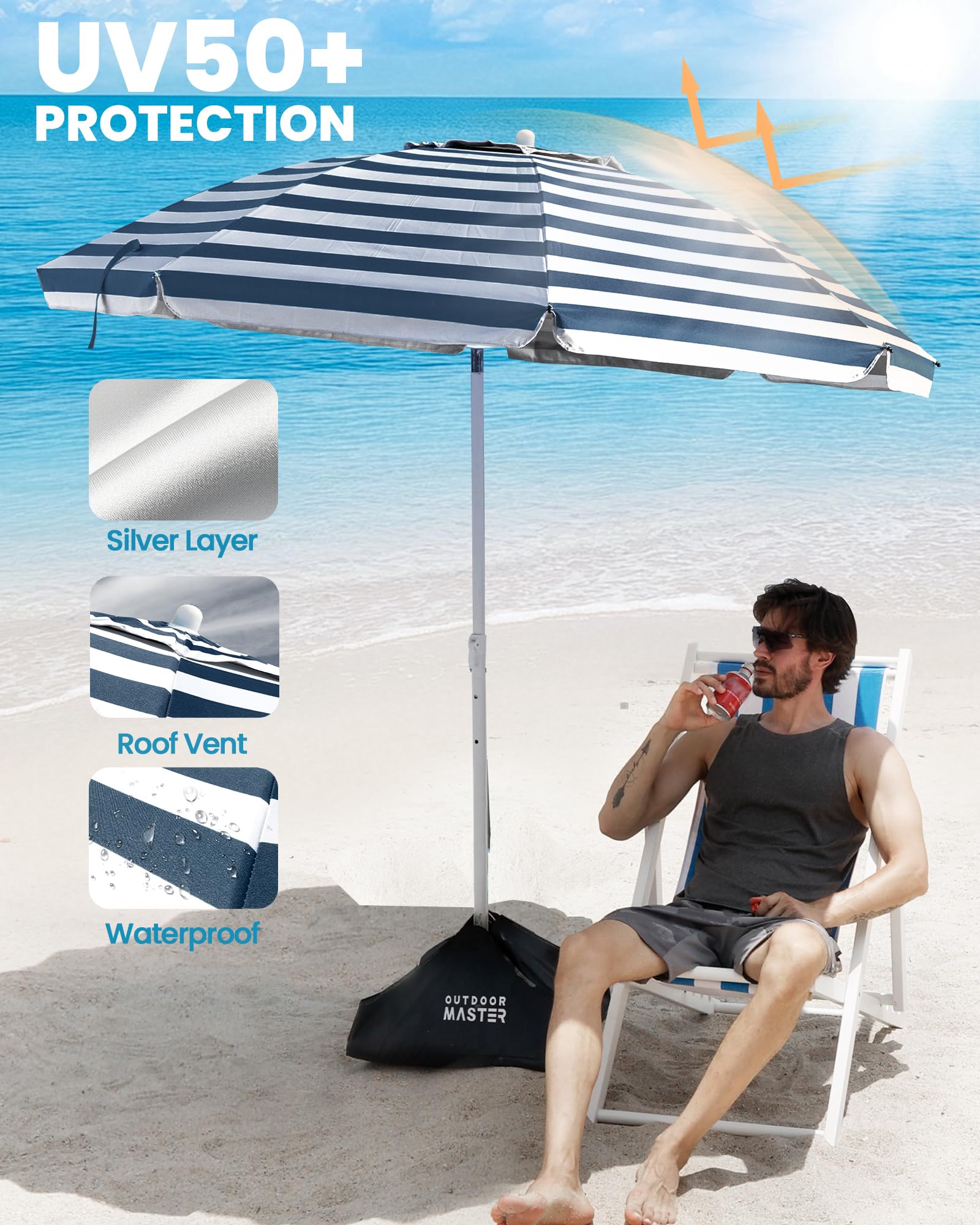 OutdoorMaster beach umbrella packed in carry bag