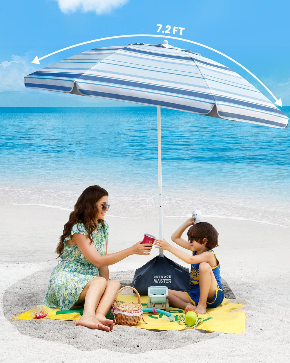 OutdoorMaster Beach Umbrella setup at the beach