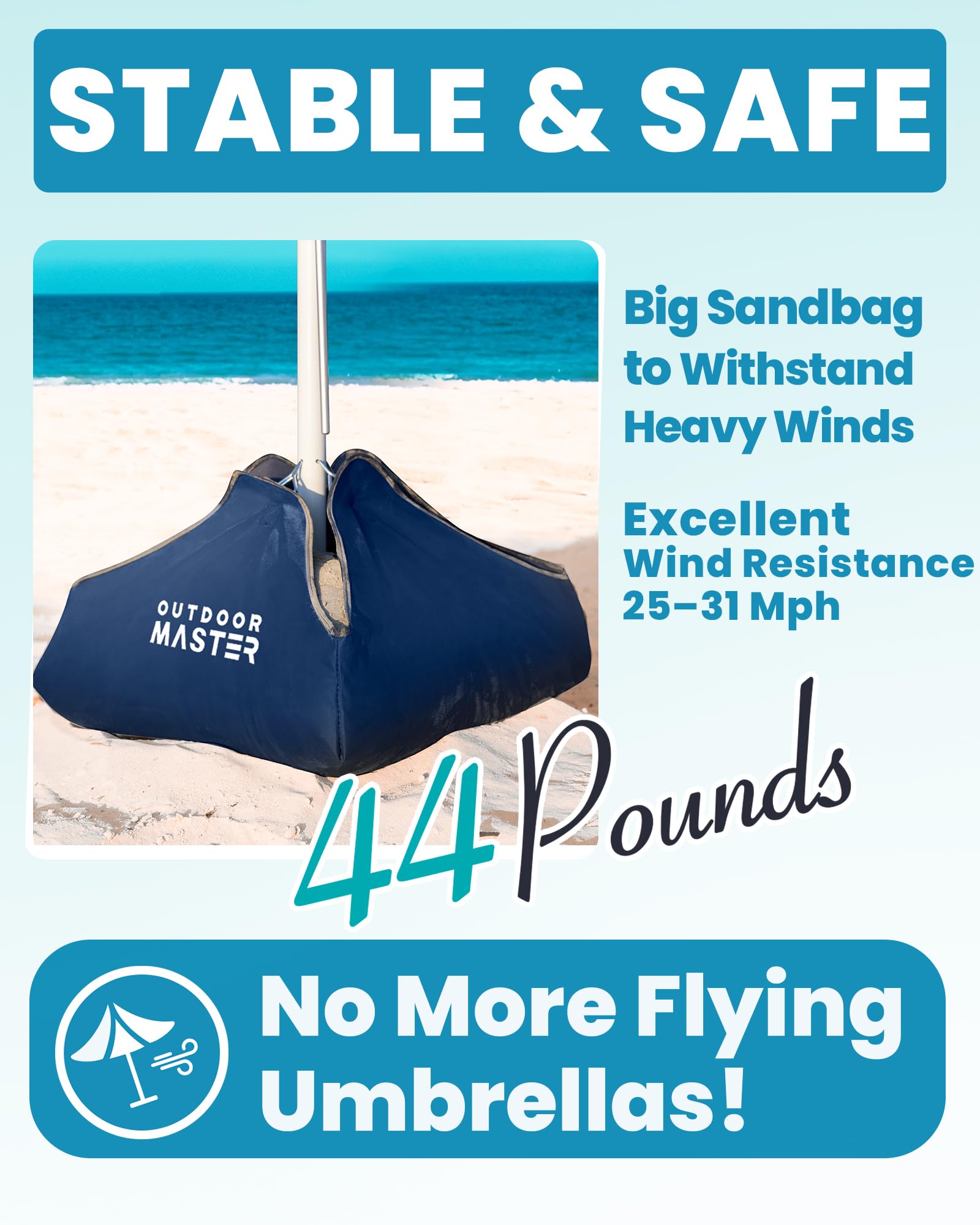 OutdoorMaster Beach Umbrella with carry bag