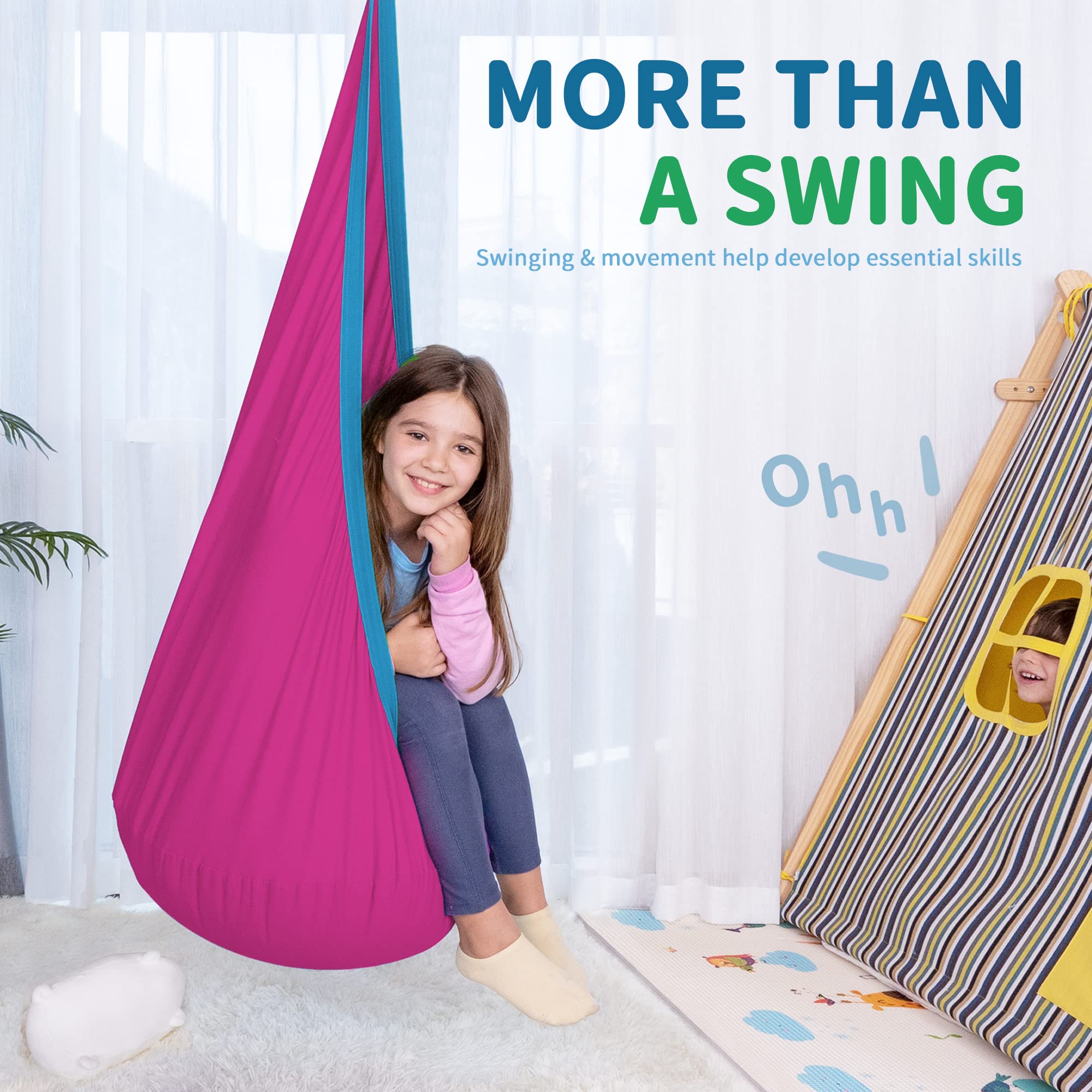 OUTREE Kids Pod Swing Seat installation hardware included