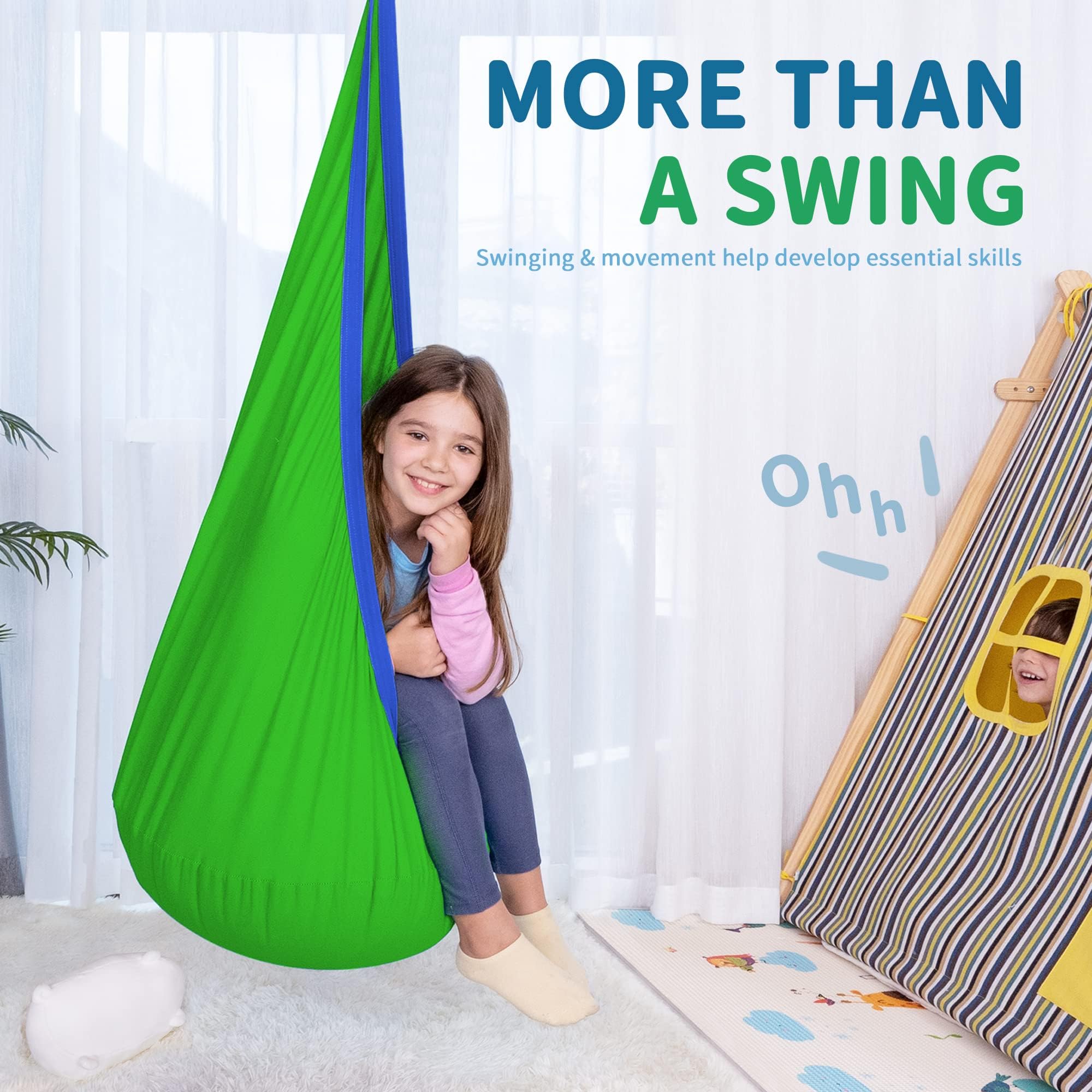 OUTREE Kids Pod Swing Seat showcasing comfortable cotton material